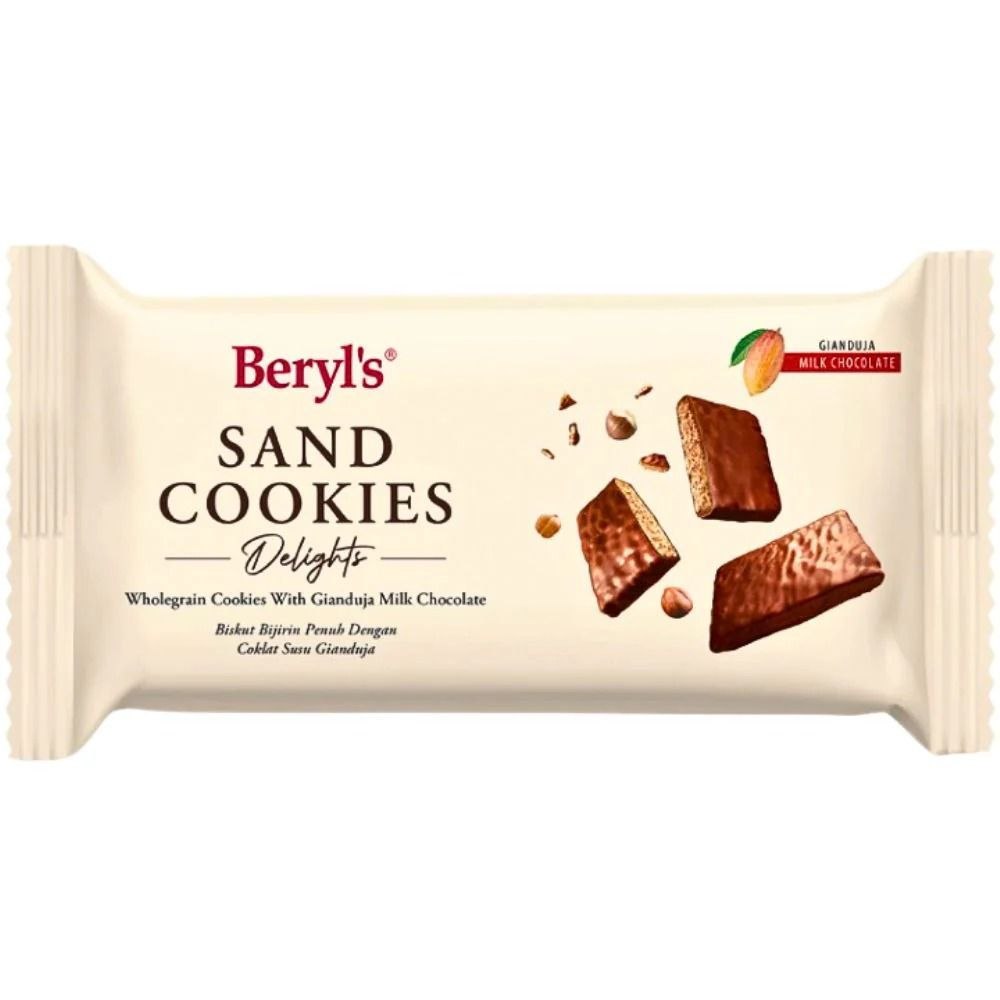 Beryl's Sand Cookies Delights - Wholegrain Cookies With Gianduja Milk Chocolate 90g (Wrapper)